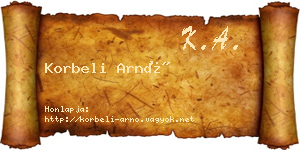 Korbeli Arnó névjegykártya